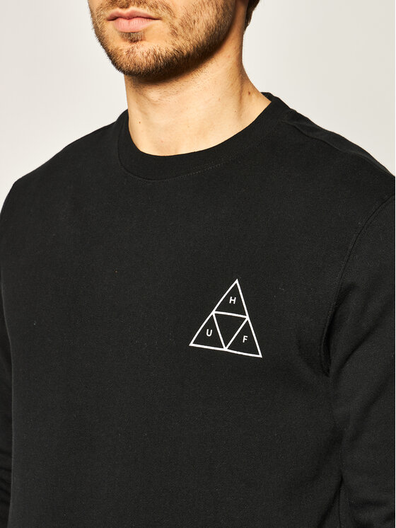 HUF HUF Bluza Essentials Tt Crew PF00101 Czarny Regular Fit