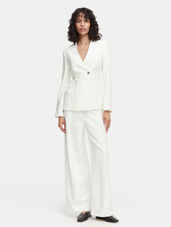 Calvin Klein Calvin Klein Riidest püksid LV044F651G Kreemjas Straight Fit