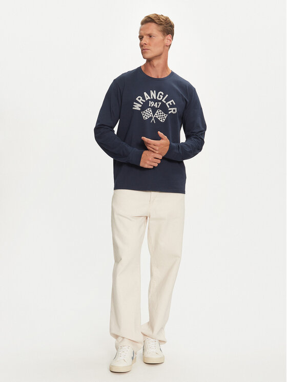 Wrangler Wrangler Longsleeve 112357447 Niebieski Regular Fit