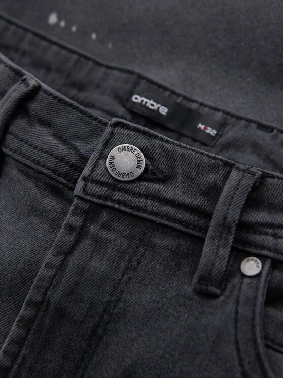 Ombre Ombre Szorty jeansowe OM-SRDS-0186 Szary Classic Fit
