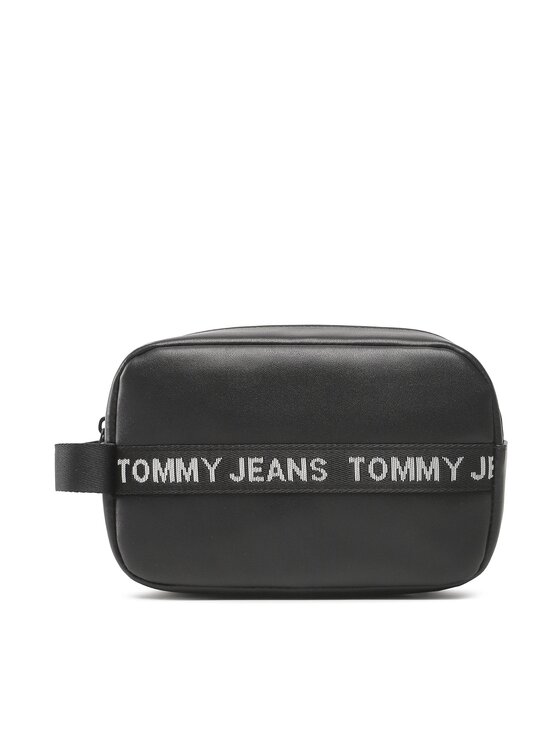 Tommy Jeans Несесер Tjm Essential Leather Washbag AM0AM11366 Черен