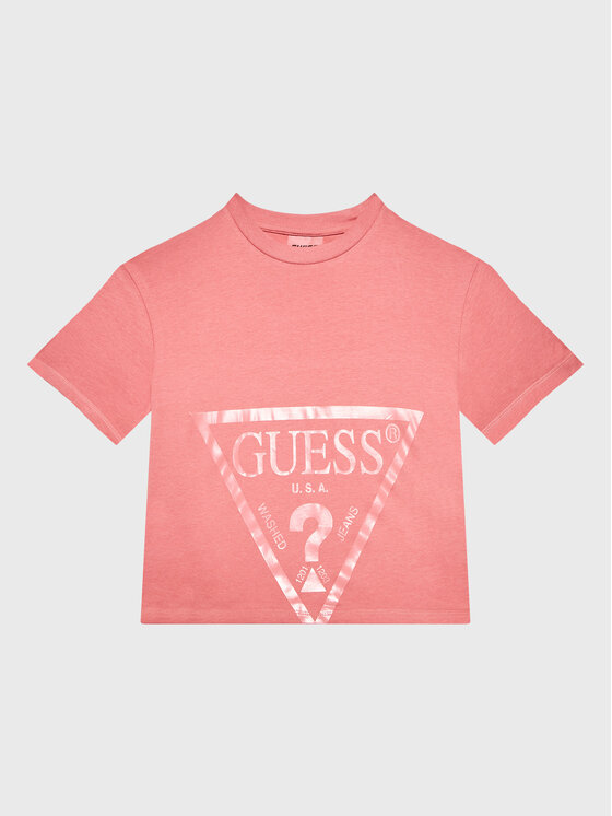 Guess T-krekls J2BI41 K8HM0 Rozā Cropped Fit