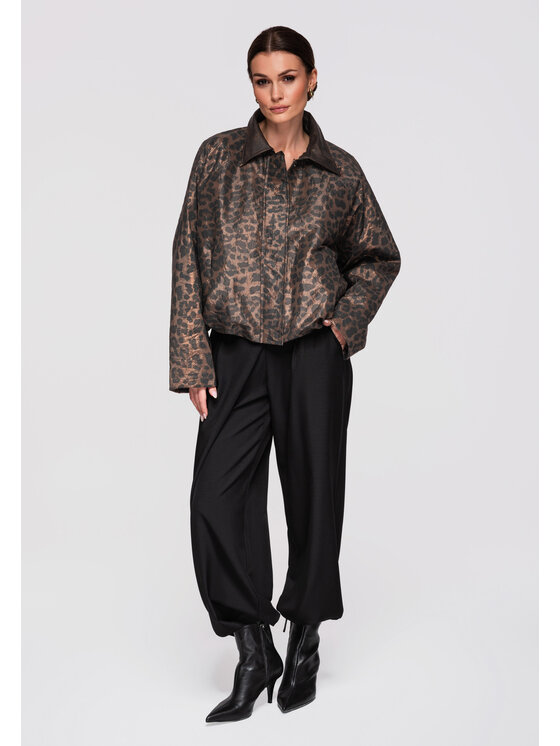Ombre Ombre Kurtka przejściowa OW-JANP-0113 Brązowy Loose Fit