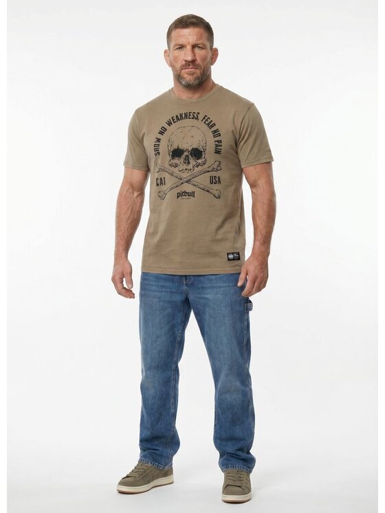 PITBULL PITBULL T-Shirt FEAR NO PAIN Brązowy Regular Fit