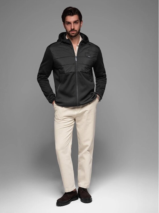Ombre Ombre Kurtka przejściowa OM-JANP-0160 Czarny Regular Fit