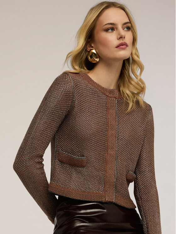 Motivi Motivi Kardigan M114W003804N0V2 Brązowy Regular Fit