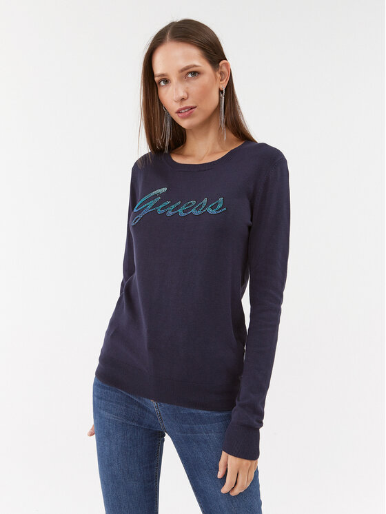 Guess Guess Pulover W3BR22 Z2NQ2 Mornarsko modra Slim Fit