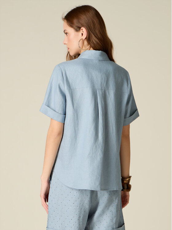 Oltre Oltre Koszula 5093R003173N004 Turkusowy Boxy Fit