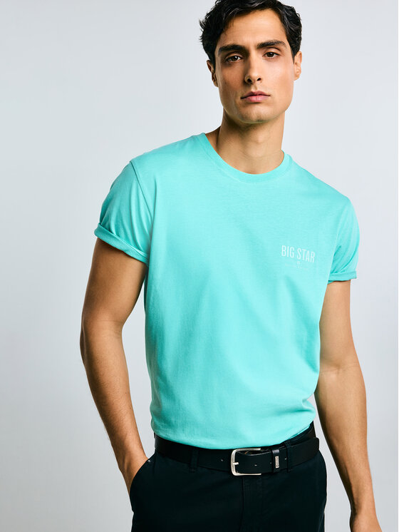 BIG STAR BIG STAR T-Shirt BRUNOMI Turkusowy Basic Fit