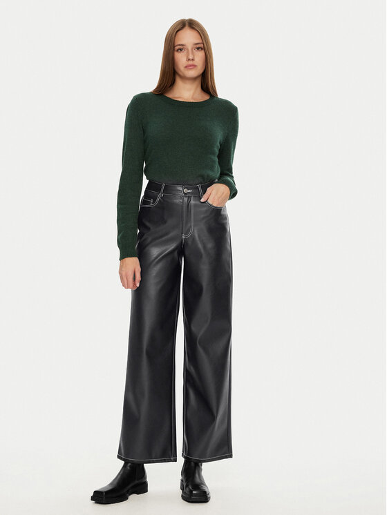 JJXX JJXX Kalhoty z imitace kůže Lila 12276595 Černá Wide Leg