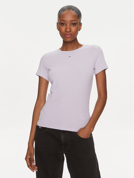 Tommy Jeans Tommy Jeans T-Shirt Essential DW0DW17383 Fialová Slim Fit