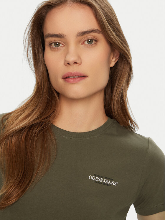 Guess Jeans Guess Jeans T-Shirt W4YI02 J1314 Zielony Regular Fit