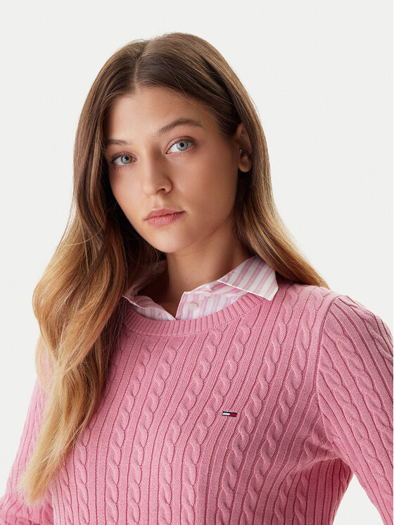 Tommy Jeans Tommy Jeans Pullover Cable Essential DW0DW22165 Rosa Regular Fit