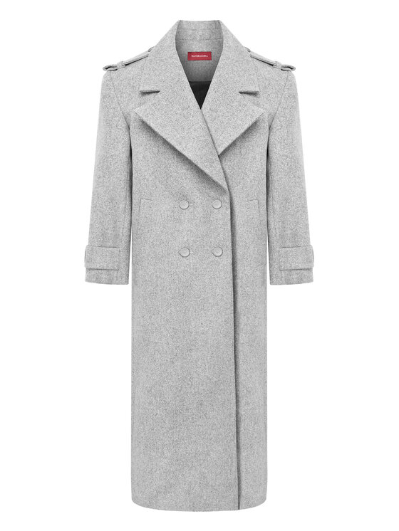 MANDRAGORA MANDRAGORA Vlněný kabát Marove Šedá Slim Fit