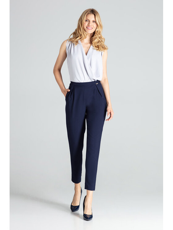 FIGL FIGL Dámské kalhoty M676 Tmavomodrá Regular Fit