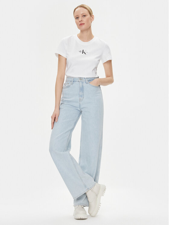 Calvin Klein Jeans Calvin Klein Jeans T-shirt Monologo J20J222564 Bijela Slim Fit