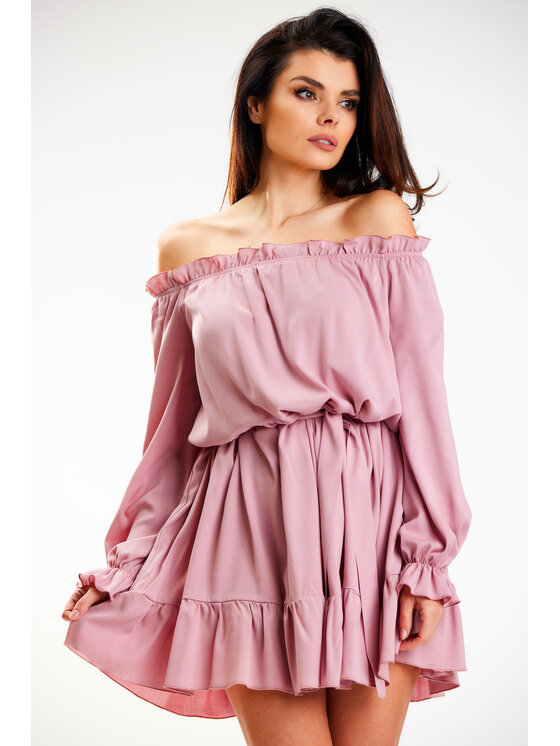 Awama Awama Sukienka letnia A578 Różowy Basic Fit
