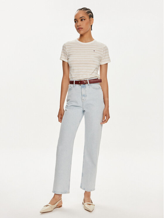 Tommy Hilfiger Tommy Hilfiger Тишърт 1985 WW0WW37857 Бежов Slim Fit
