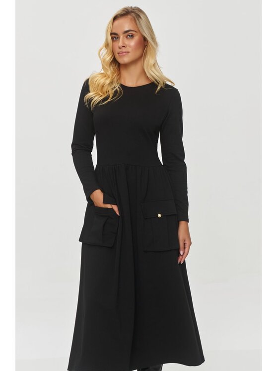 Makadamia Makadamia Sukienka codzienna M843 Czarny Regular Fit
