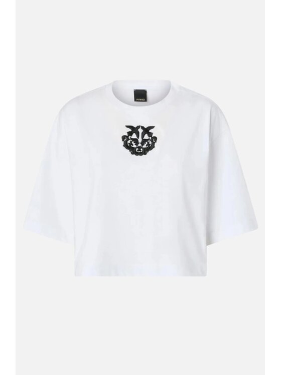 PINKO PINKO T-Shirt BORGHETTO T-SHIRT JERSEY LOGO Bílá Comfort Fit