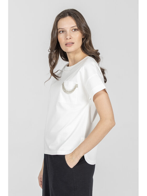 Deni Cler Milano Deni Cler Milano T-Shirt T-DC-T212-F2-10-11-1 Biały Regular Fit