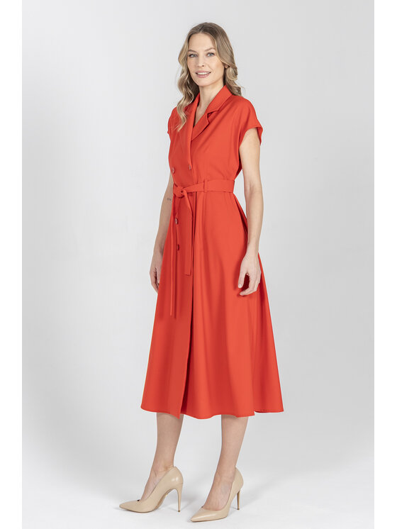 Deni Cler Milano Deni Cler Milano Sukienka koszulowa W-DC-3262-F2-A7-30-1 Czerwony A-Line Fit