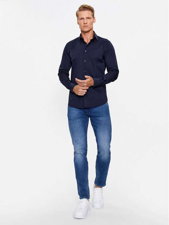Sisley Sisley Cămașă 5CNX5QL19 Bleumarin Slim Fit