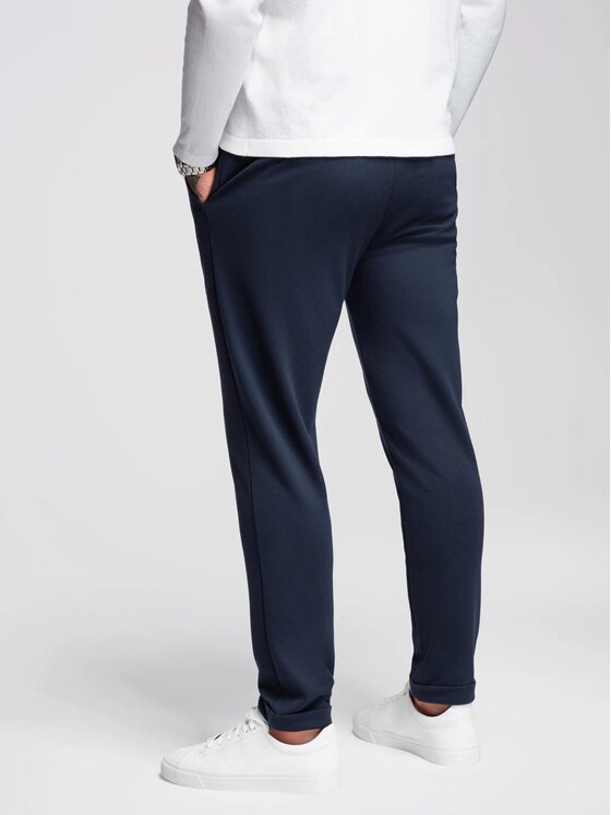 Ombre Ombre Spodnie materiałowe OM-PACP-0283 Granatowy Regular Fit