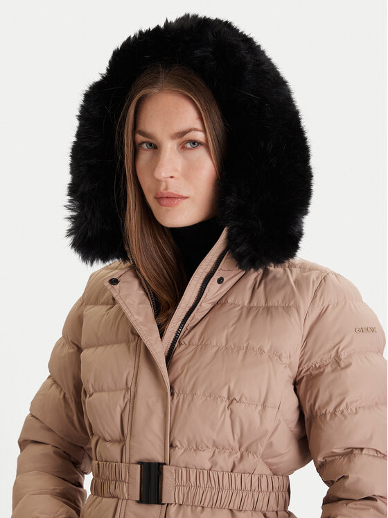 Geox Geox Зимно палто Catria W5626G T3152 F5228 Бежов Slim Fit