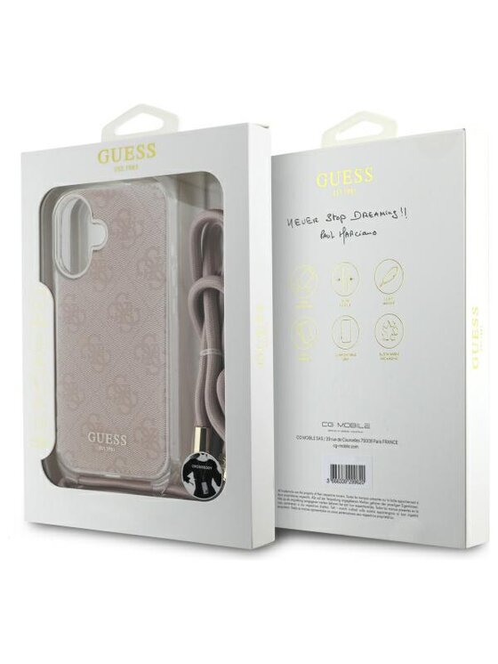 Guess Guess Etui na telefon Crossbody Cord 4G Print Różowy
