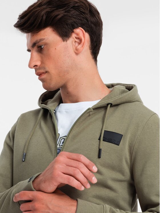 Ombre Ombre Mikina OM-SSZP-0140 Zelená Regular Fit