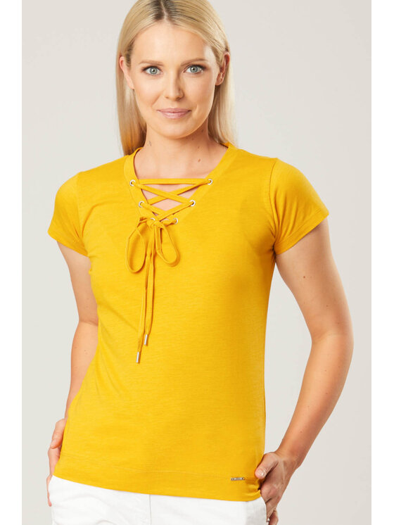 QUIOSQUE QUIOSQUE Bluzka 16-TD-140 Żółty Regular Fit