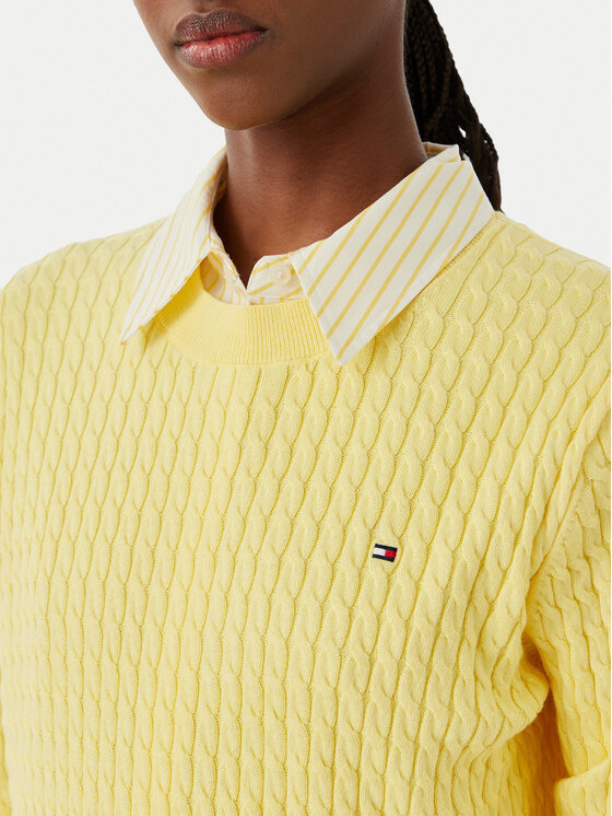 Tommy Hilfiger Tommy Hilfiger Džemperis Fine WW0WW44993 Gaiši dzeltena Regular Fit