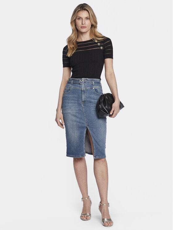 PINKO Pinko Μπλουζάκι Seaborgio 100412 A0LB Μαύρο Slim Fit