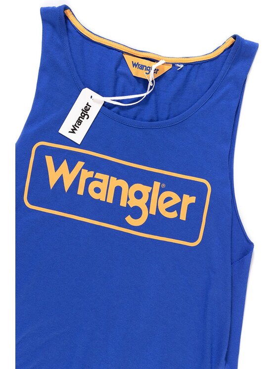 Wrangler Wrangler T-Shirt B&Y KABEL TANK Niebieski Regular Fit