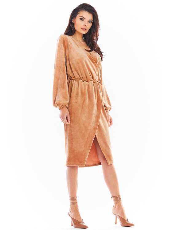Awama Awama Vestito di maglia A406 Beige Basic Fit