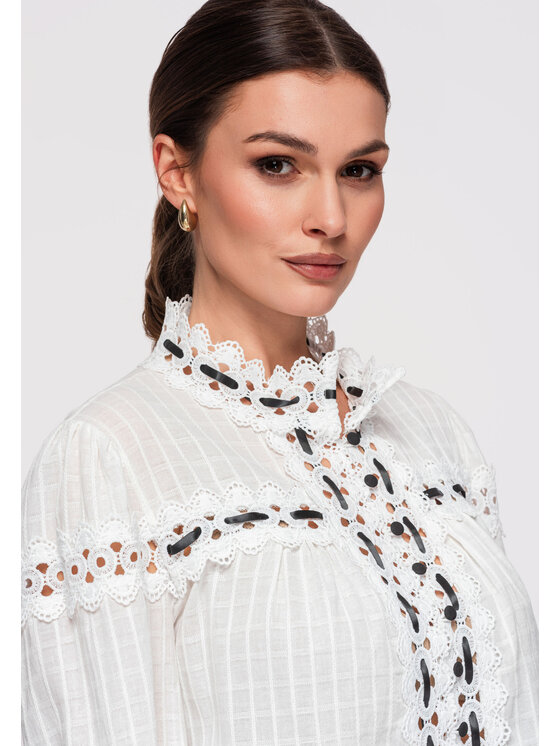 Ombre Ombre Koszula OW-SH-E0009 Biały Loose Fit