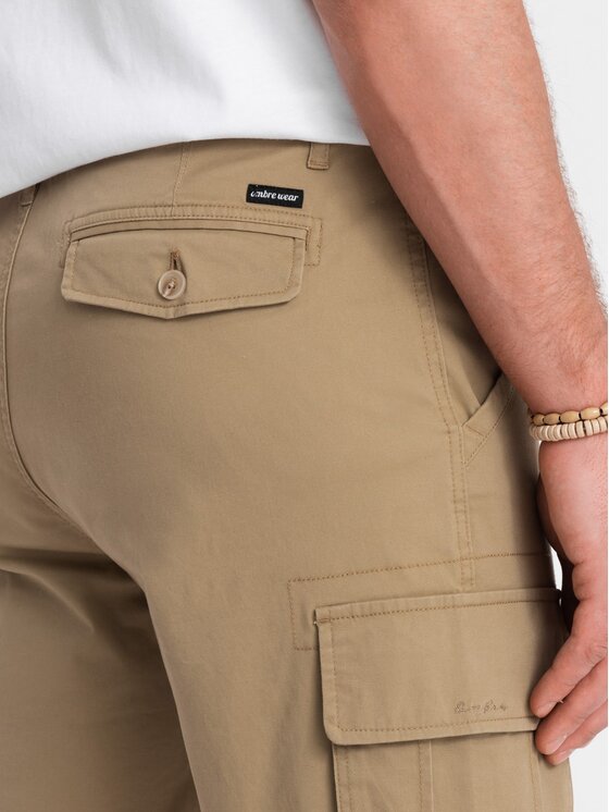 Ombre Ombre Szorty materiałowe OM-SRCG-0133 Brązowy Cargo Fit
