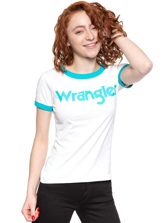 Wrangler Wrangler T-shirt SS RINGER TEE Bianco Slim Fit