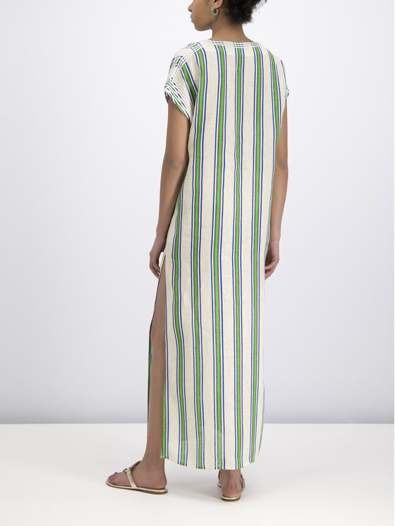 Tory Burch Tory Burch Sukienka letnia Striped Caftan 57114 Zielony Regular Fit