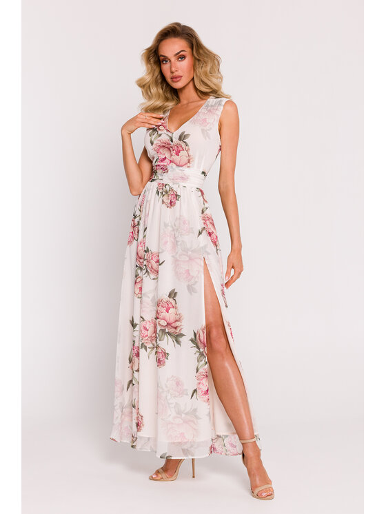Made of Emotion Made of Emotion Koktejlové šaty M781 Biela Generous Fit