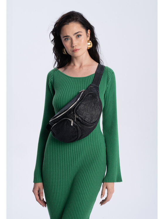 Mimika Mimika Nerka Bumbag N^4 z teksturowanej skóry Czarny