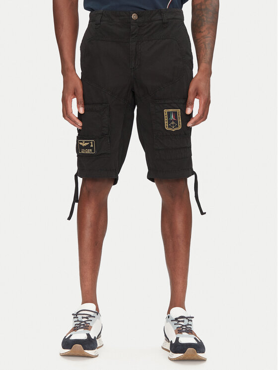 Aeronautica Militare Aeronautica Militare Medžiaginiai šortai 251BE041CT1122 Juoda Regular Fit