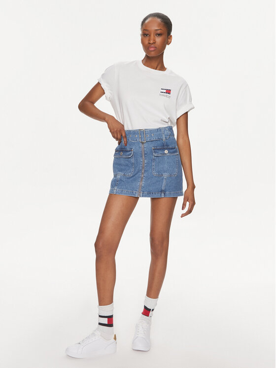 Tommy Jeans Tommy Jeans Jeans suknja DW0DW17668 Plava Regular Fit
