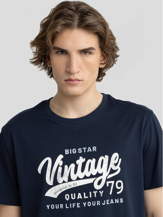 BIG STAR BIG STAR T-Shirt GRALIS_403_150 Granatowy Oversize