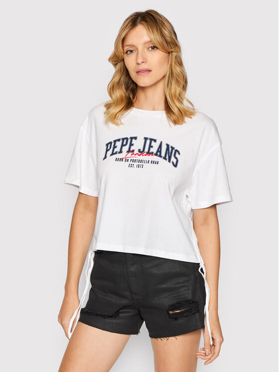 Pepe Jeans Majica Cara PL505151 Bela Relaxed Fit