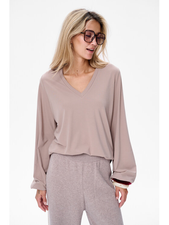 blue shadow blue shadow Bluzka Liczi Brązowy Regular Fit