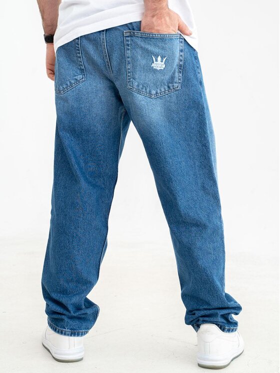 Jigga Wear Jigga Wear Jeansy Spodnie Jeansowe Baggy Męskie Niebieskie Jigga Wear Crown copy XL Niebieski Baggy Fit