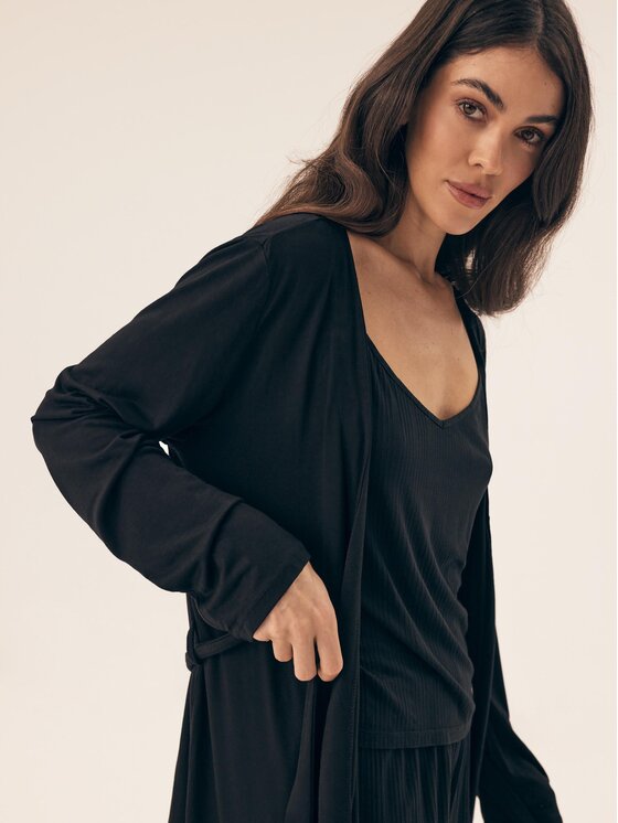 Esotiq Esotiq Szlafrok 43241 Czarny Regular Fit