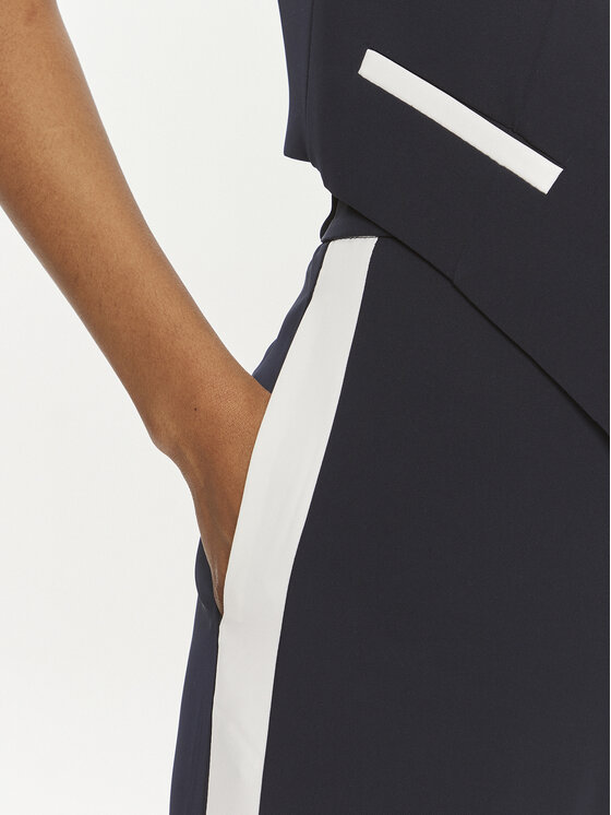 Maryley Maryley Medžiaginės kelnės 24EB583/04BL Tamsiai mėlyna Relaxed Fit